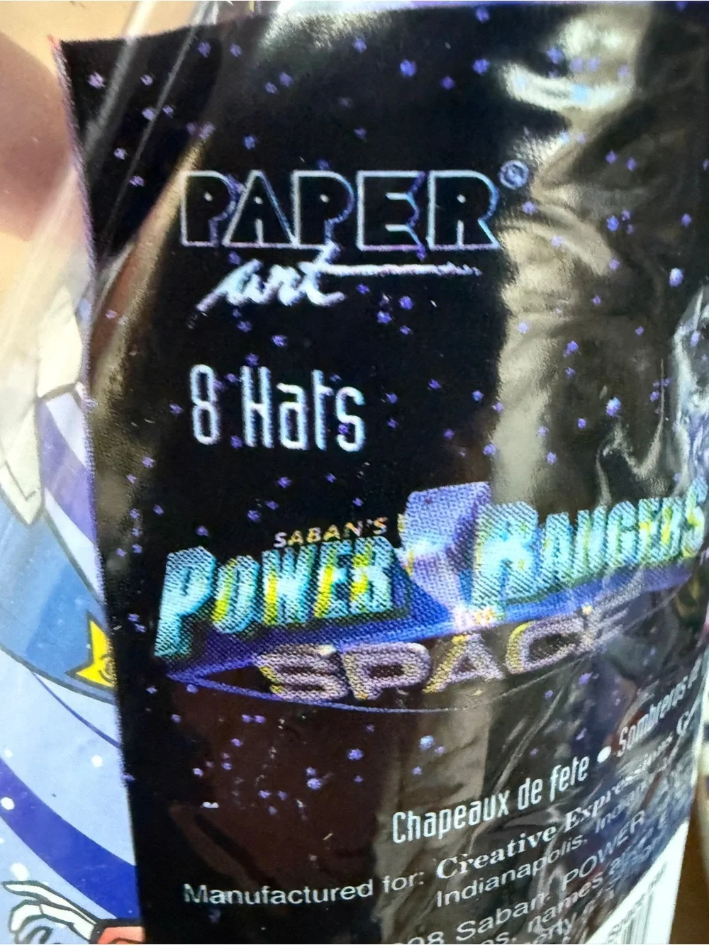 Vintage 1998 Power Rangers In Space Cone Party Hat Pack of 8 Happy Birthday Hat